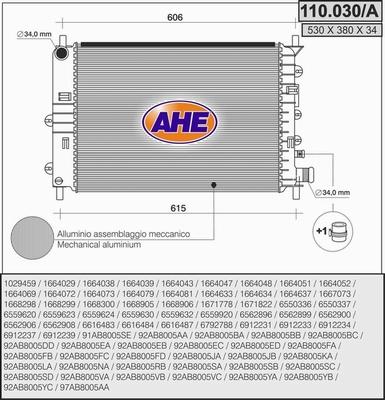 AHE 110.030/A - Радіатор, охолодження двигуна autocars.com.ua