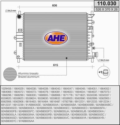 AHE 110.030 - Радіатор, охолодження двигуна autocars.com.ua