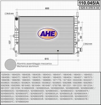 AHE 110.045/A - Радіатор, охолодження двигуна autocars.com.ua