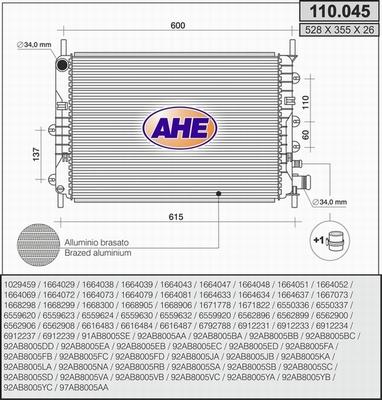 AHE 110.045 - Радіатор, охолодження двигуна autocars.com.ua
