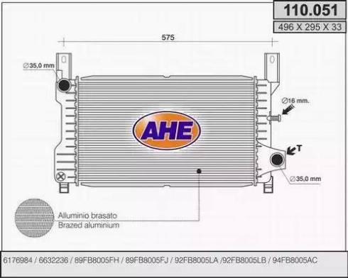 AHE 110.051 - Радіатор, охолодження двигуна autocars.com.ua