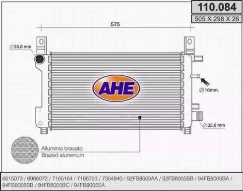 AHE 110.084 - Радіатор, охолодження двигуна autocars.com.ua