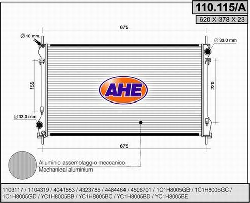 AHE 110.115/A - Радіатор, охолодження двигуна autocars.com.ua