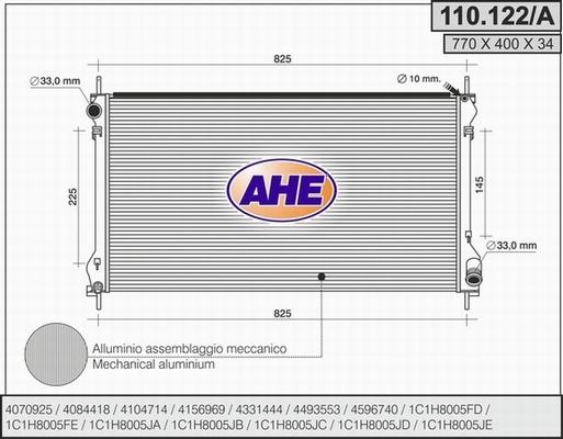 AHE 110.122/A - Радіатор, охолодження двигуна autocars.com.ua