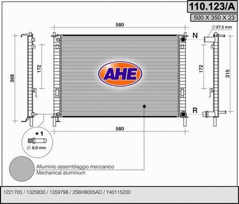 AHE 110.123/A - Радіатор, охолодження двигуна autocars.com.ua