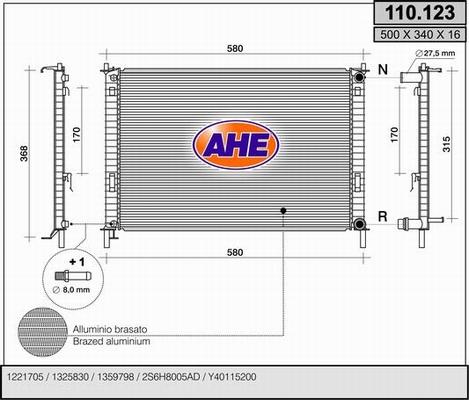 AHE 110.123 - Радіатор, охолодження двигуна autocars.com.ua