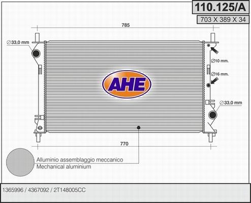 AHE 110.125/A - Радіатор, охолодження двигуна autocars.com.ua