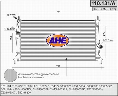 AHE 110.131/A - Радиатор, охлаждение двигателя autodnr.net