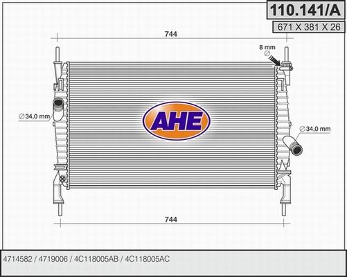 AHE 110.141/A - Радіатор, охолодження двигуна autocars.com.ua