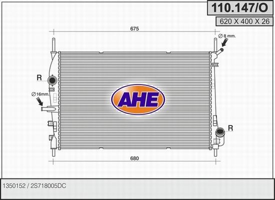 AHE 110.147/O - Радіатор, охолодження двигуна autocars.com.ua
