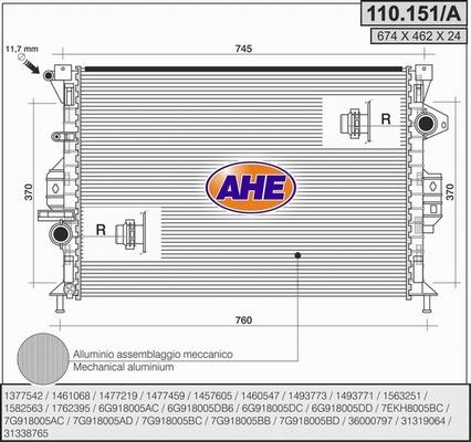 AHE 110.151/A - Радіатор, охолодження двигуна autocars.com.ua