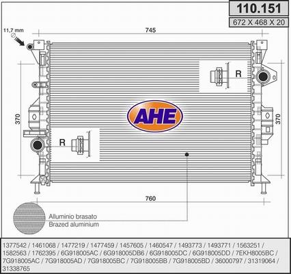 AHE 110.151 - Радіатор, охолодження двигуна autocars.com.ua