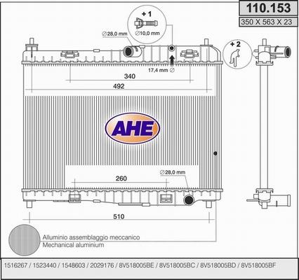 AHE 110.153 - Радіатор, охолодження двигуна autocars.com.ua