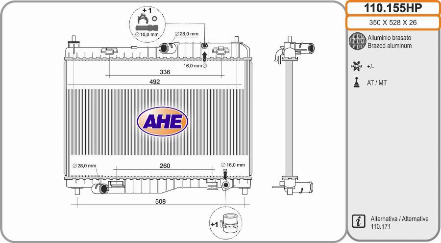 AHE 110.155HP - Радіатор, охолодження двигуна autocars.com.ua