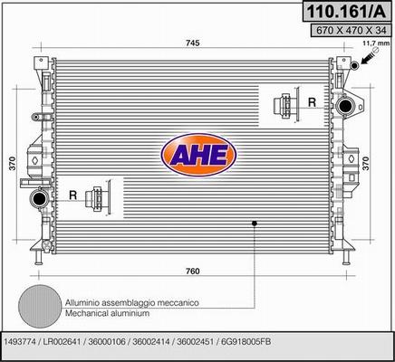 AHE 110.161/A - Радіатор, охолодження двигуна autocars.com.ua