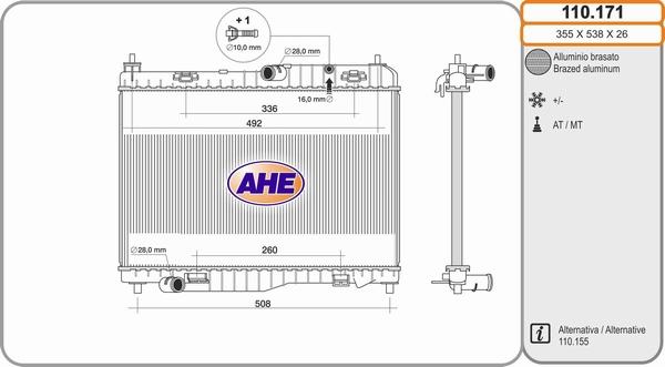 AHE 110.171 - Радіатор, охолодження двигуна autocars.com.ua