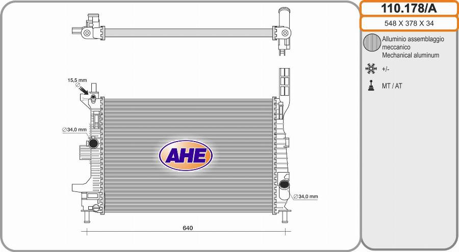 AHE 110.178/A - Радіатор, охолодження двигуна autocars.com.ua