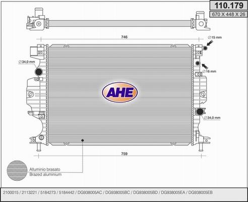 AHE 110.179 - Радіатор, охолодження двигуна autocars.com.ua