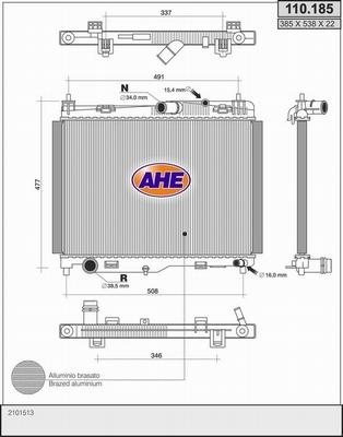 AHE 110.185 - Радіатор, охолодження двигуна autocars.com.ua