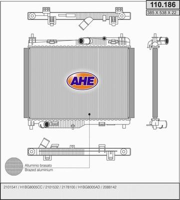 AHE 110.186 - Радіатор, охолодження двигуна autocars.com.ua