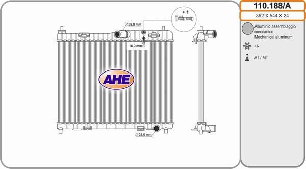 AHE 110.188/A - Радіатор, охолодження двигуна autocars.com.ua