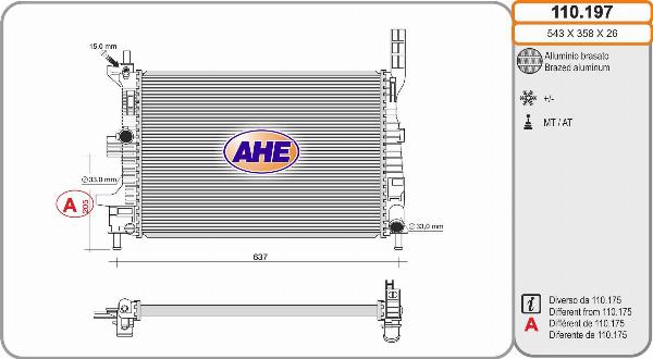 AHE 110.197 - Радіатор, охолодження двигуна autocars.com.ua