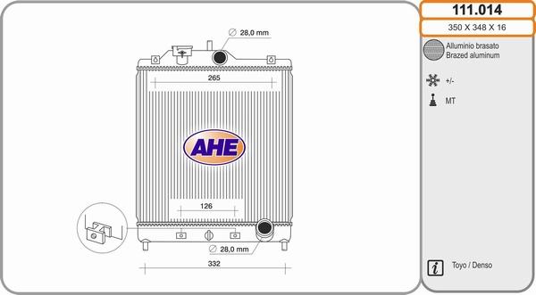AHE 111.014 - Радіатор, охолодження двигуна autocars.com.ua