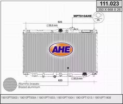 AHE 111.023 - Радіатор, охолодження двигуна autocars.com.ua