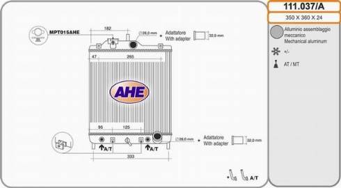 AHE 111.037/A - Радиатор, охлаждение двигателя autodnr.net