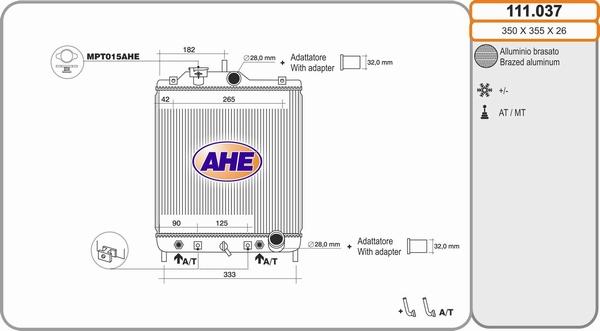 AHE 111.037 - Радіатор, охолодження двигуна autocars.com.ua