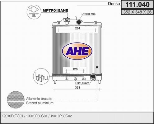 AHE 111.040 - Радиатор, охлаждение двигателя autodnr.net