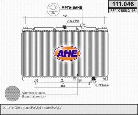 AHE 111.046 - Радіатор, охолодження двигуна autocars.com.ua