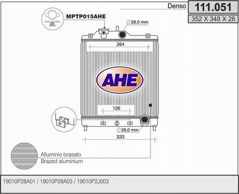 AHE 111.051 - Радіатор, охолодження двигуна autocars.com.ua