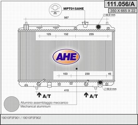 AHE 111.056/A - Радіатор, охолодження двигуна autocars.com.ua