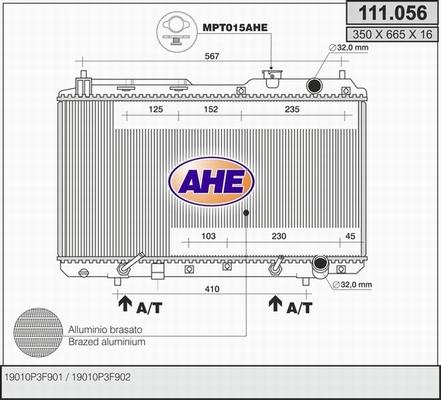 AHE 111.056 - Радіатор, охолодження двигуна autocars.com.ua