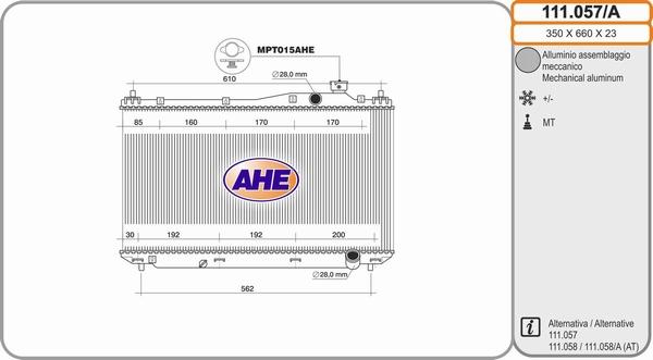 AHE 111.057/A - Радіатор, охолодження двигуна autocars.com.ua