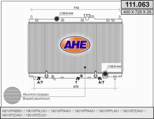 AHE 111.063 - Радіатор, охолодження двигуна autocars.com.ua