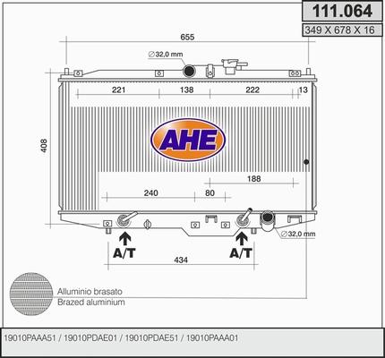 AHE 111.064 - Радіатор, охолодження двигуна autocars.com.ua