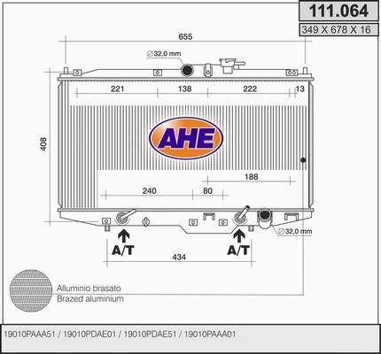 AHE 111.064 - Радиатор, охлаждение двигателя autodnr.net