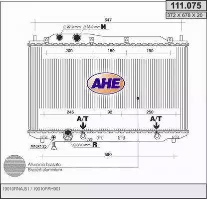 AHE 111.075 - Радиатор, охлаждение двигателя autodnr.net