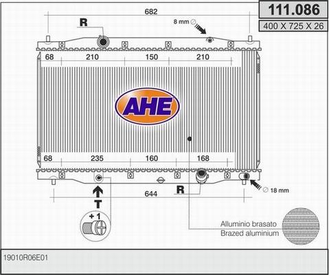 AHE 111.086 - Радіатор, охолодження двигуна autocars.com.ua