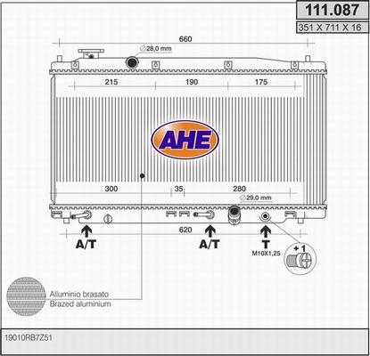 AHE 111.087 - Радіатор, охолодження двигуна autocars.com.ua