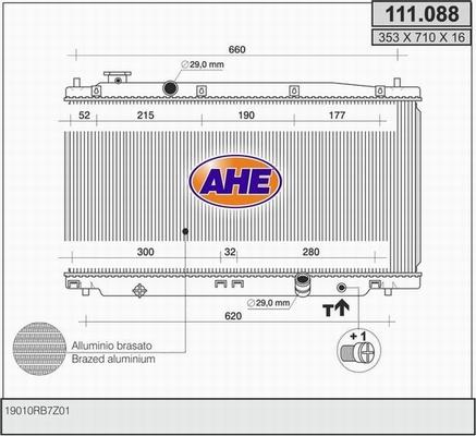 AHE 111.088 - Радіатор, охолодження двигуна autocars.com.ua