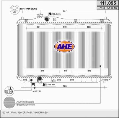 AHE 111.095 - Радіатор, охолодження двигуна autocars.com.ua