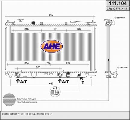 AHE 111.104 - Радіатор, охолодження двигуна autocars.com.ua