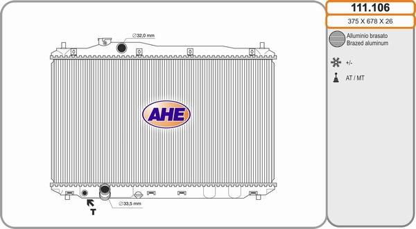 AHE 111.106 - Радиатор, охлаждение двигателя autodnr.net