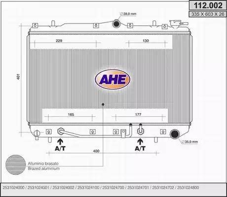 AHE 112.002 - Радіатор, охолодження двигуна autocars.com.ua