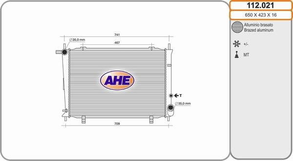 AHE 112.021 - Радіатор, охолодження двигуна autocars.com.ua