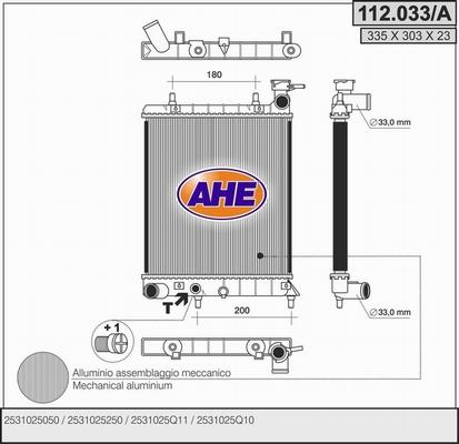 AHE 112.033/A - Радіатор, охолодження двигуна autocars.com.ua