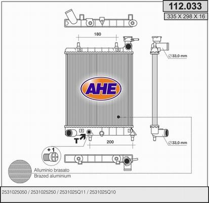 AHE 112.033 - Радіатор, охолодження двигуна autocars.com.ua